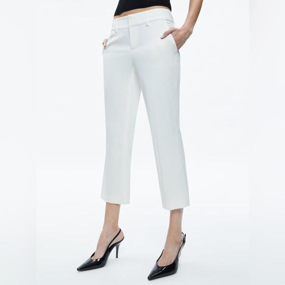 Alice + Olivia Pants - Alice + Olivia Janis Low Rise Cropped Flare Trouser Pants White Size 12 Lyocell